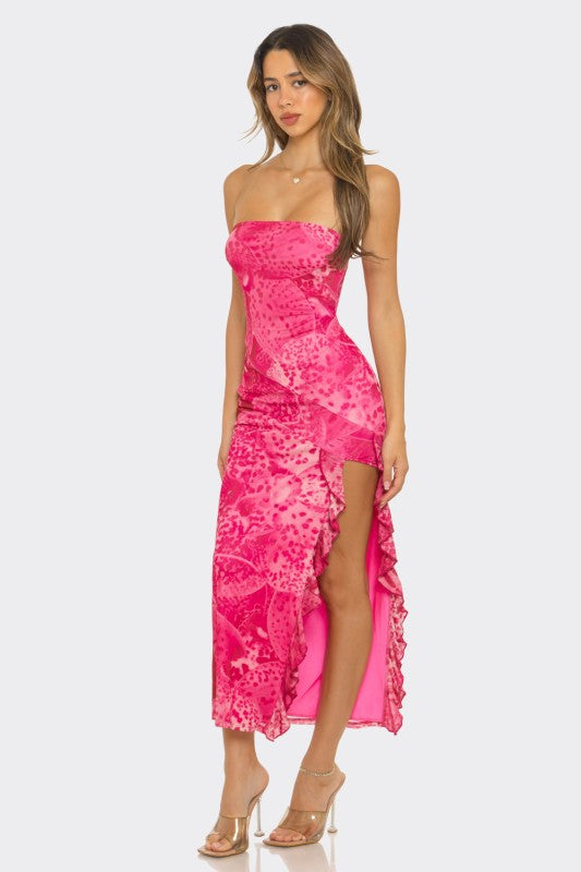 Printed Hot Pink Tube Dress – Gossip X Honeygurl Boutique
