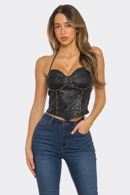 Black Rhionstone Corset Top