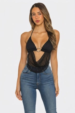 Silver Sparkle Open Back Top