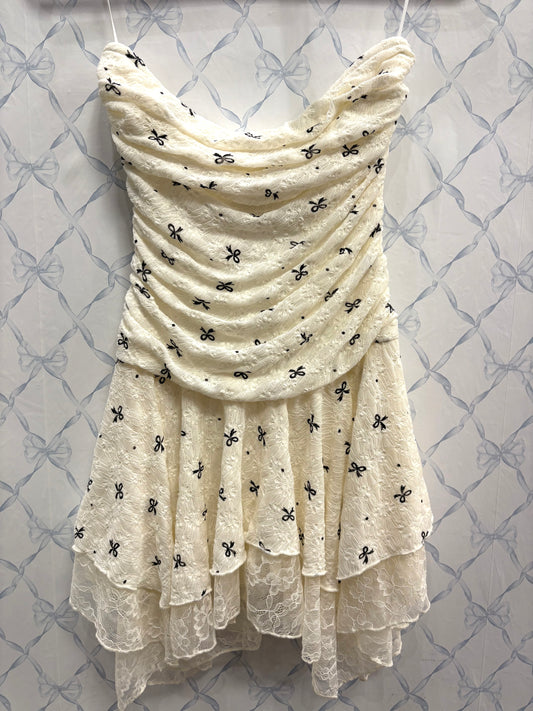 Ivory Bow Mini Dress