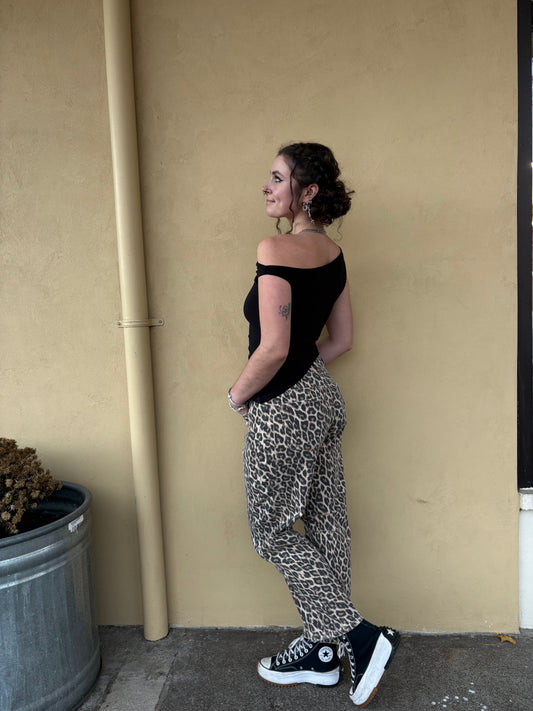 High Rise Leopard Print Barrel