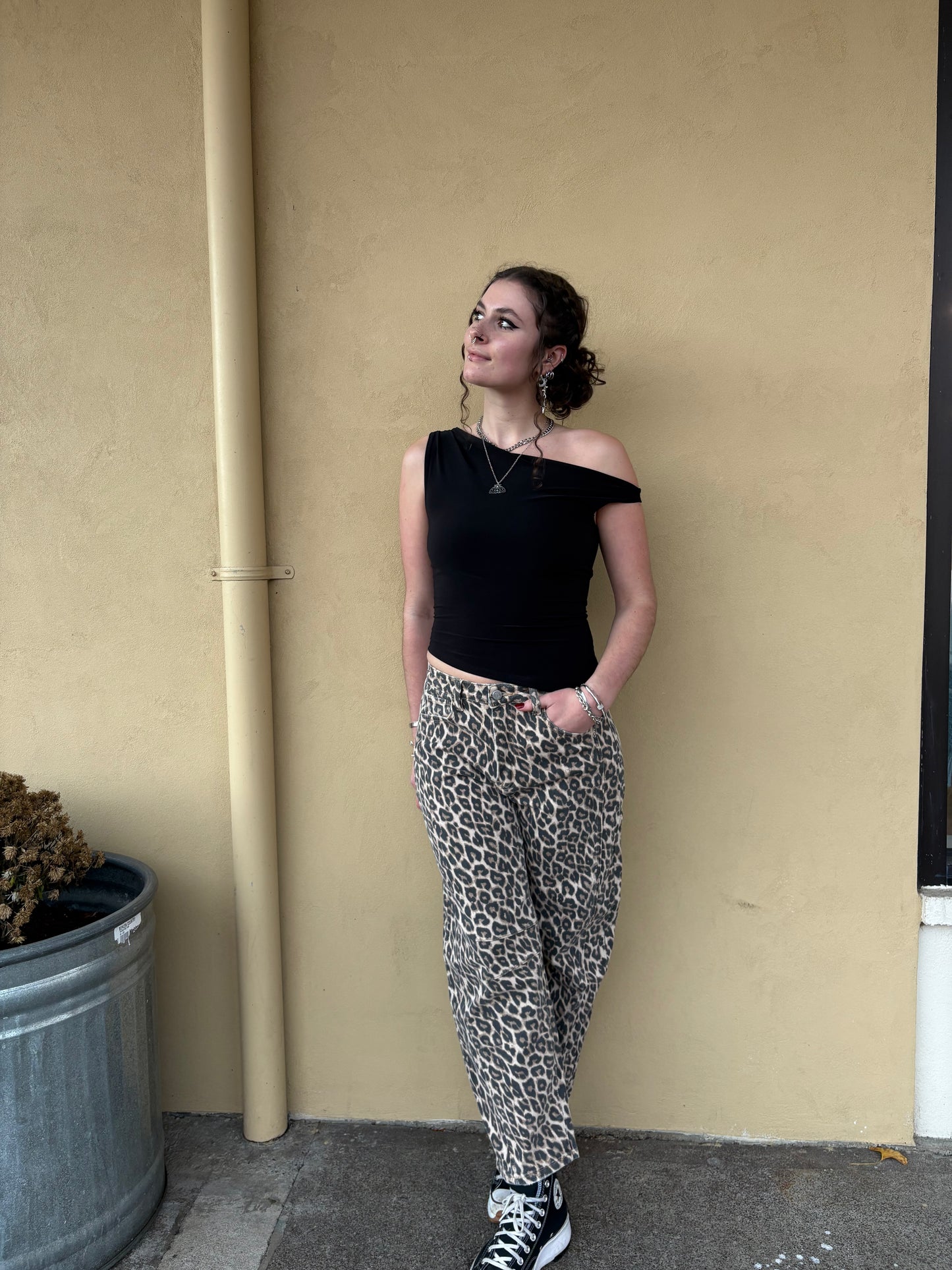 High Rise Leopard Print Barrel