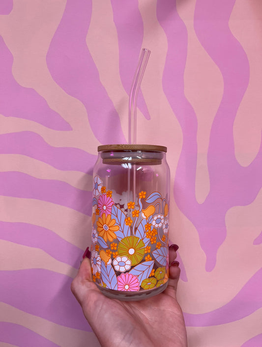 Delightful Can Glass w/ Lid + Straw (Spring, Summer, Easter)