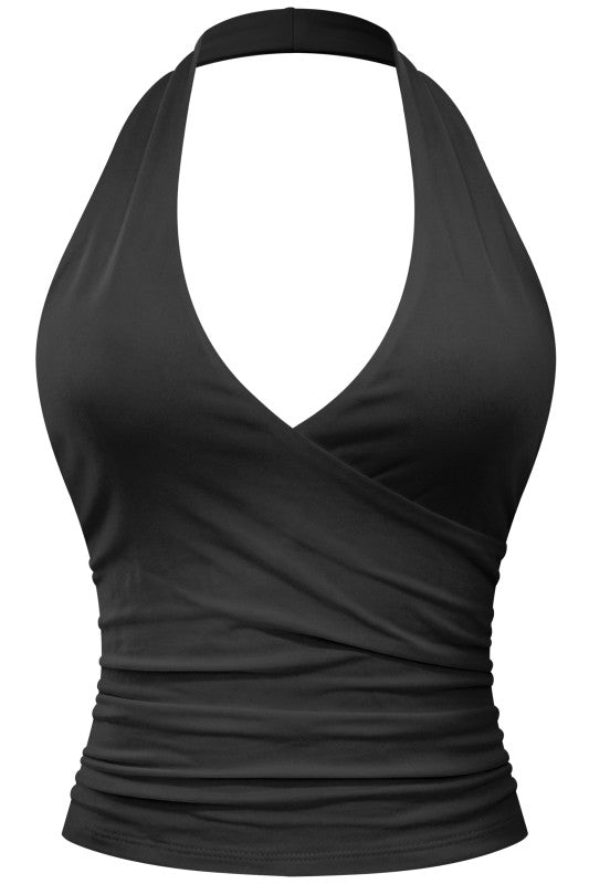 Halter V-neck Open Back