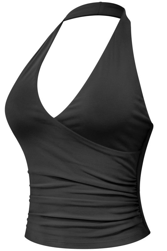 Halter V-neck Open Back