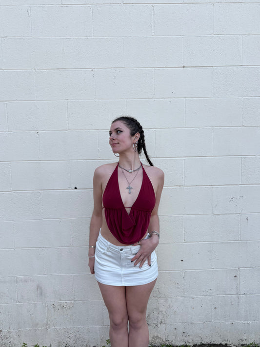 Going Out Cowl Neck Open Back Top