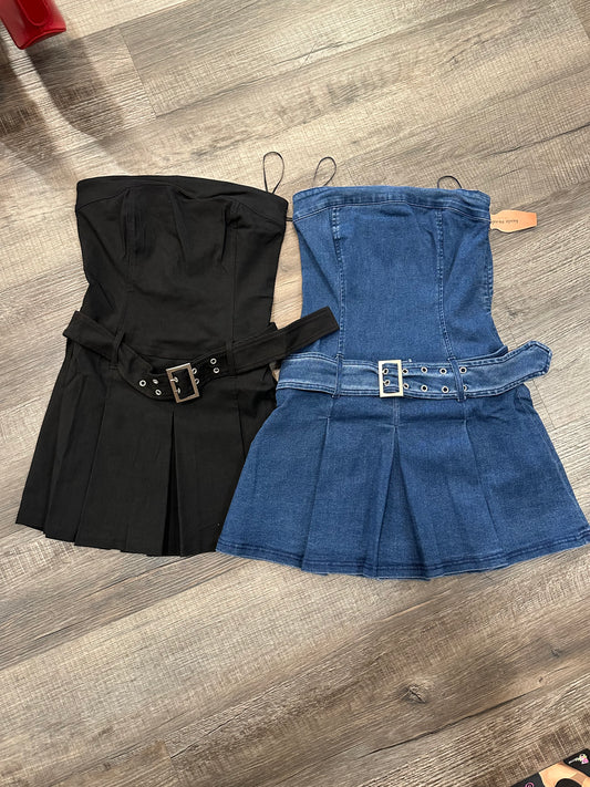 Denim Belted Tube Dress