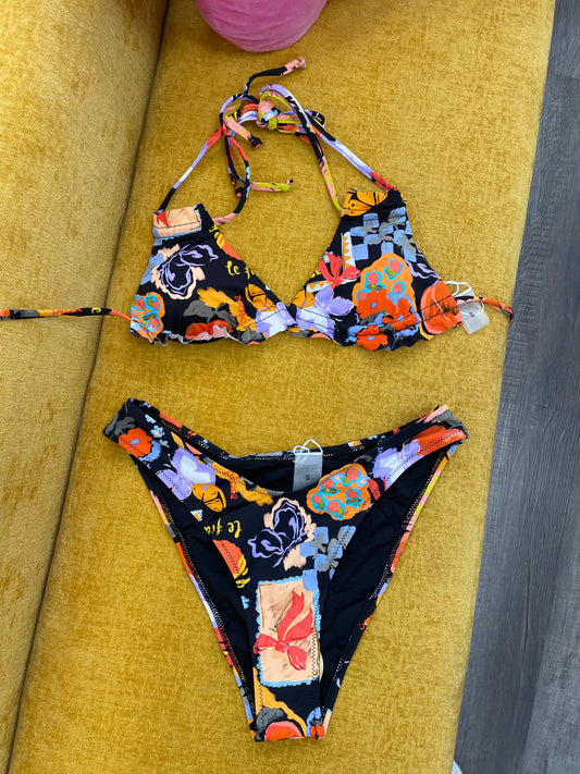 Black Fruit Halter Bikini