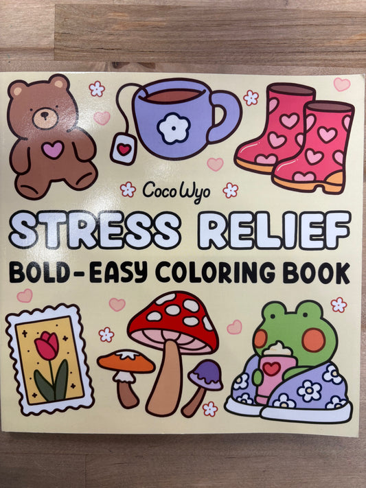 Stress Relief Bold-Easy Coloring Book