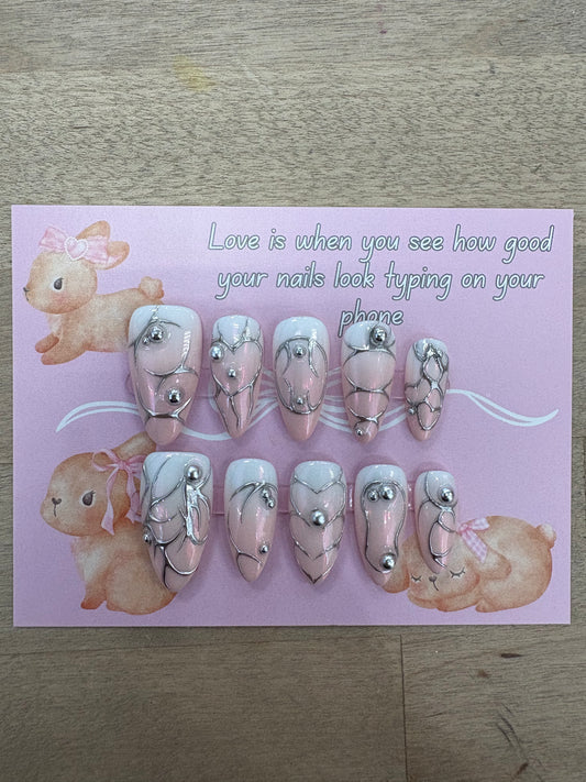Silver Cybersigilism Nails