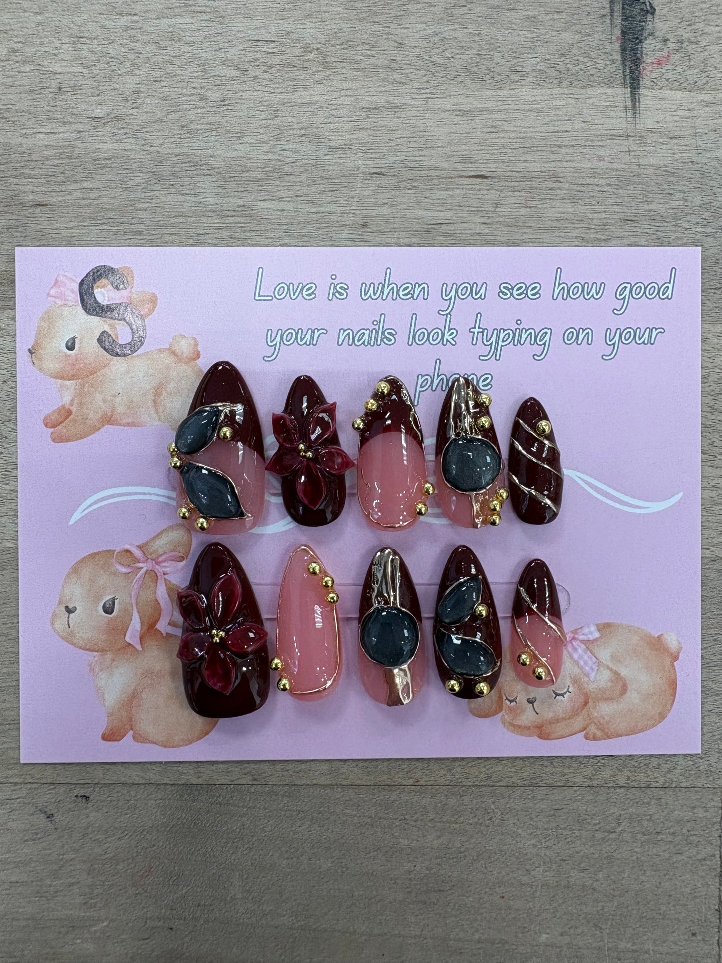 Dreamy Deep Maroon Nails