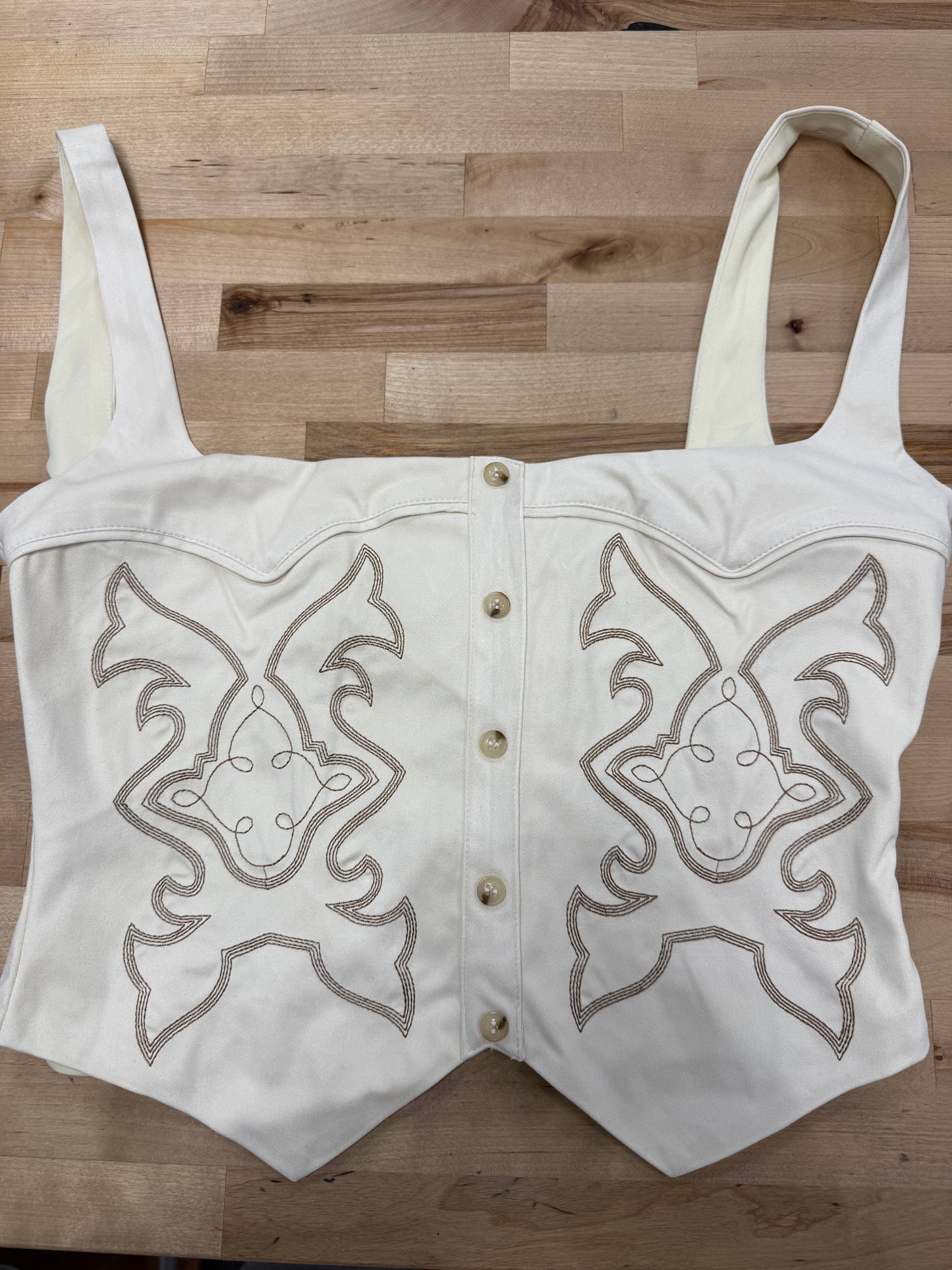 Jessie Embroidered Suede Crop Top