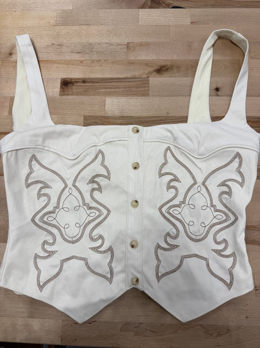 Jessie Embroidered Suede Crop Top