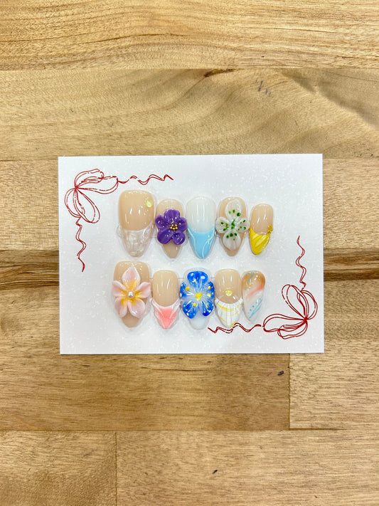Beachy Flower Nails