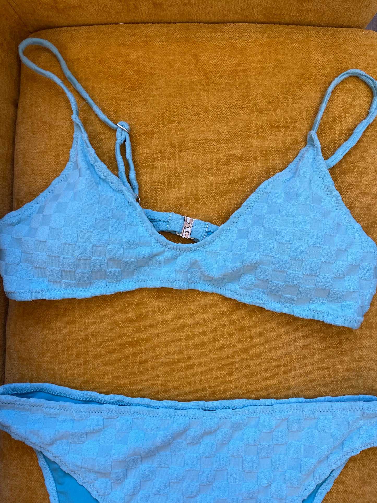 Blue Checkered Terry Bikini