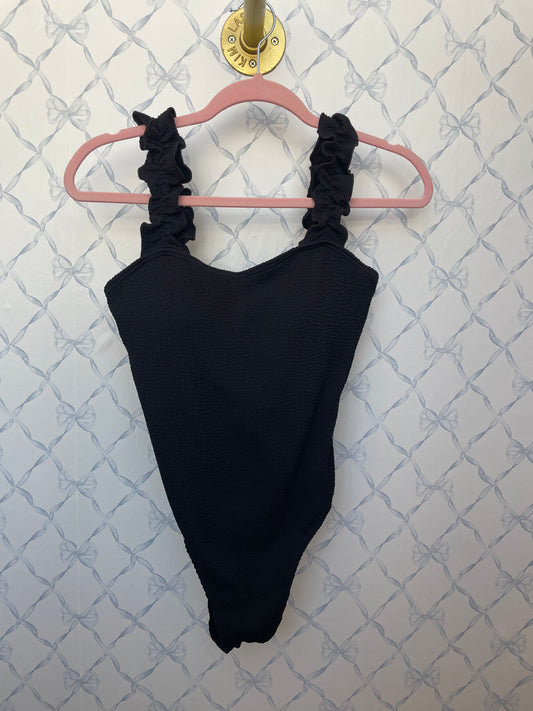 Black Ruffle One-Piece Swimsuit