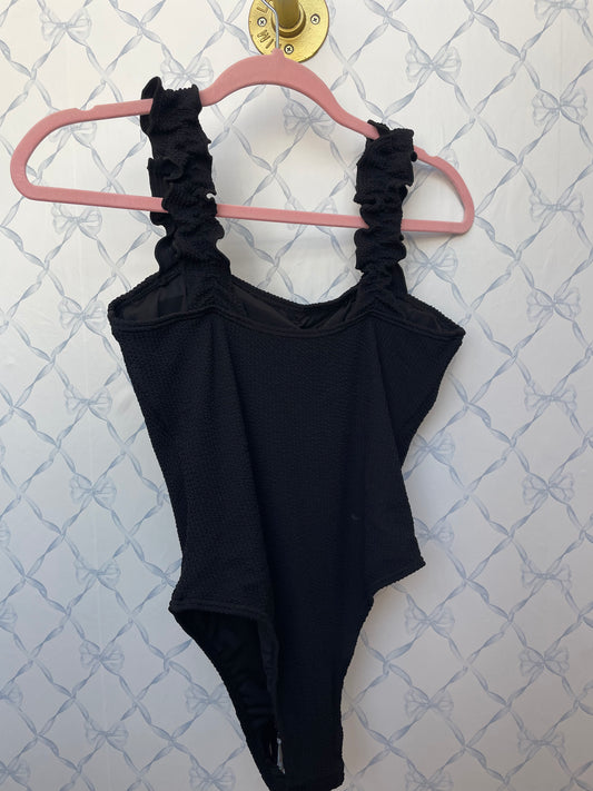 Black Ruffle One-Piece Swimsuit