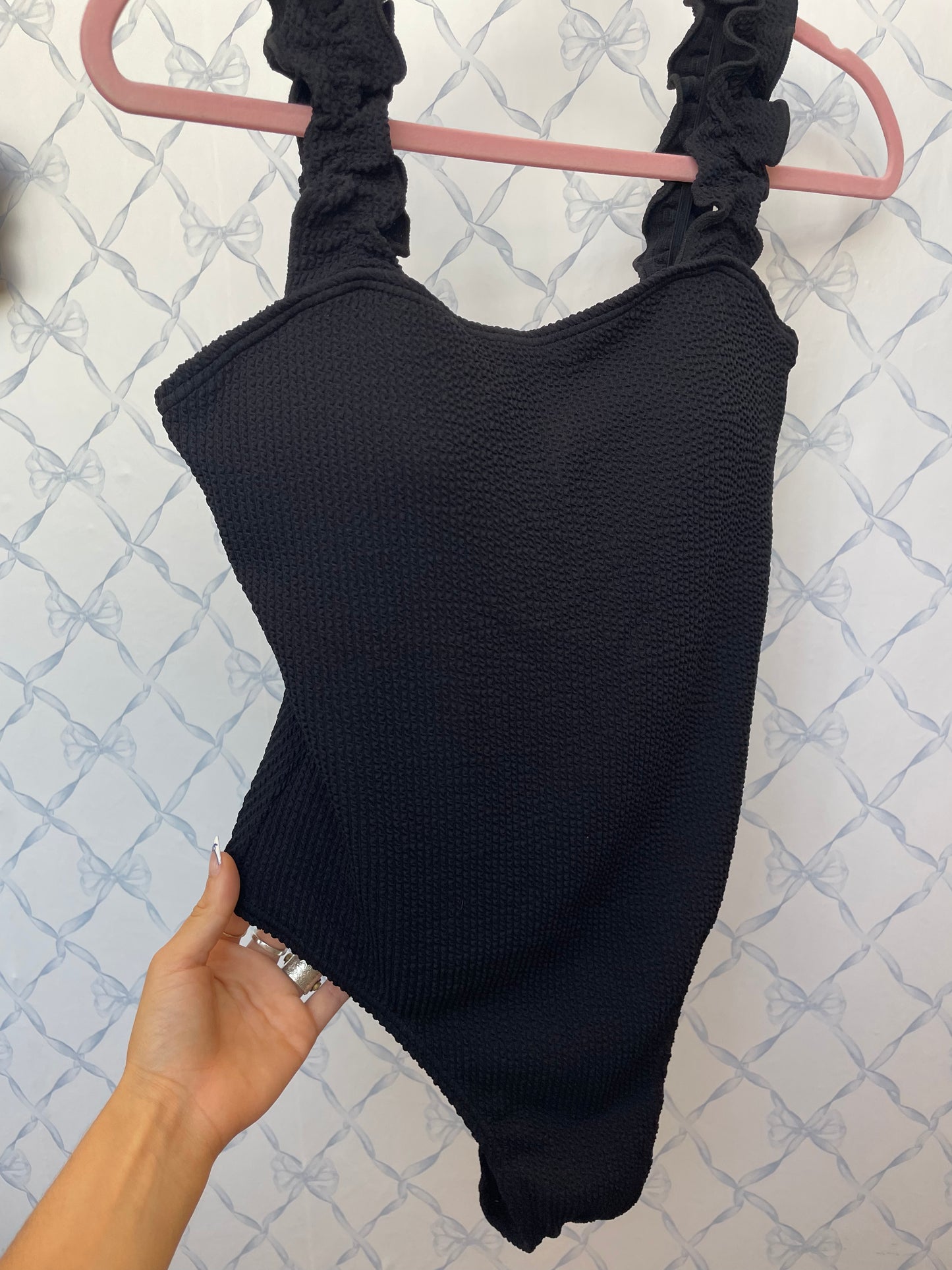 Black Ruffle One-Piece Swimsuit