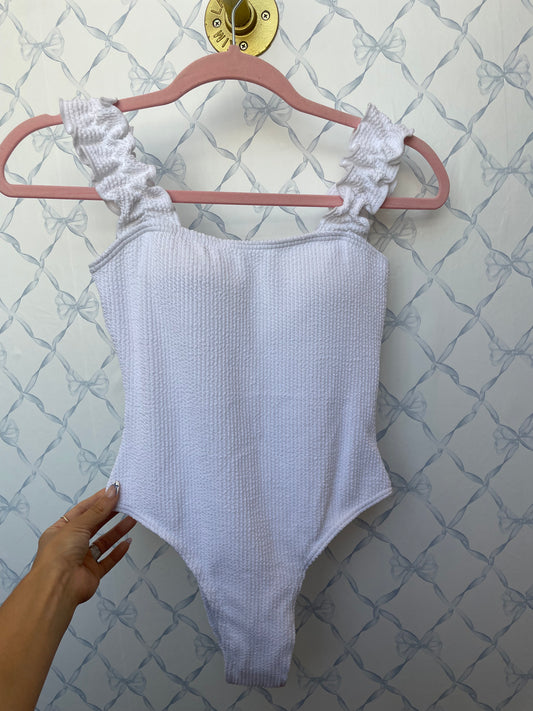 White Ruffle One-Piece Swimsuit