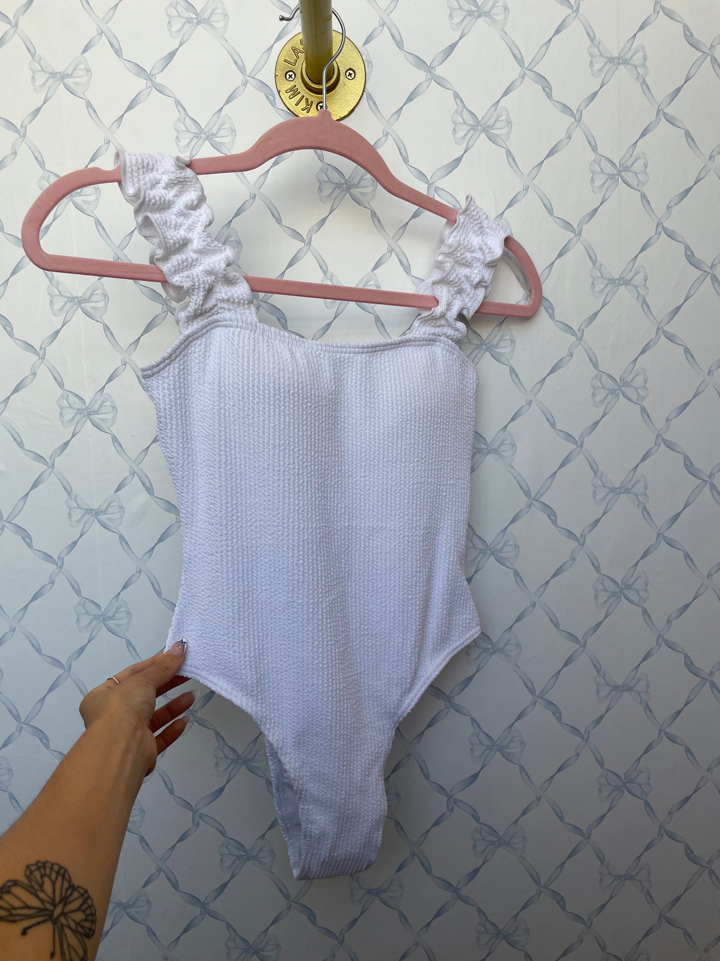 White Ruffle One-Piece Swimsuit