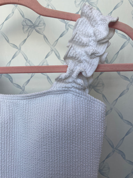 White Ruffle One-Piece Swimsuit