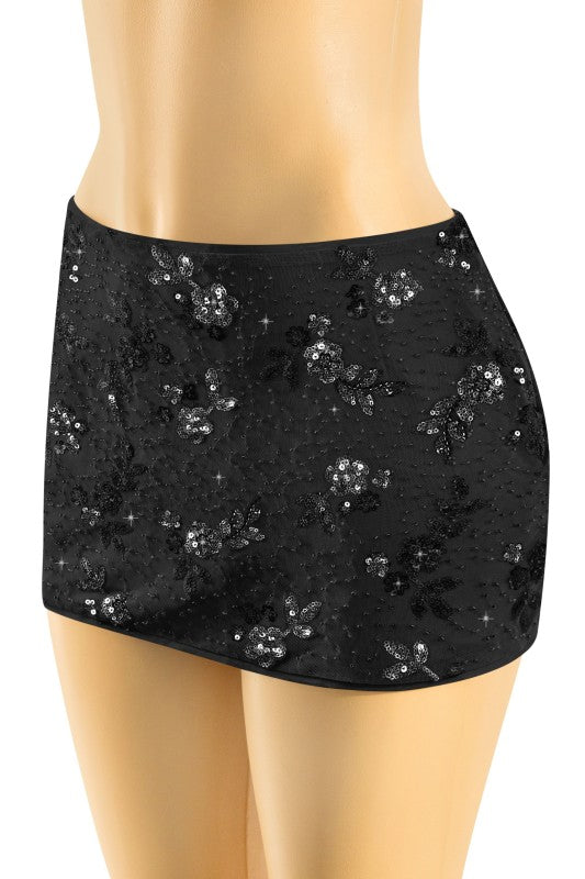 Low Waisted Embellished Mini Skirt