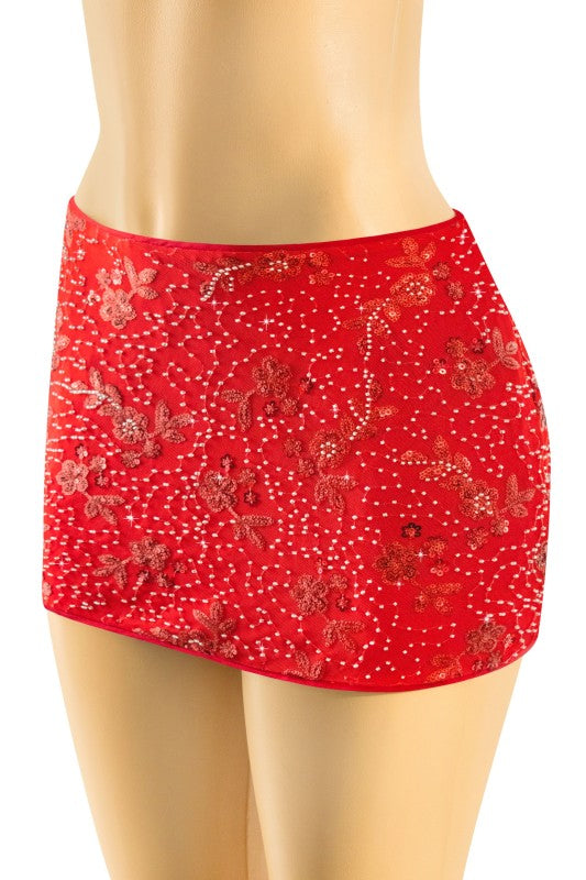 Low Waisted Embellished Mini Skirt