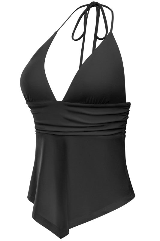 Sleeveless Halter Asymmetrical Top