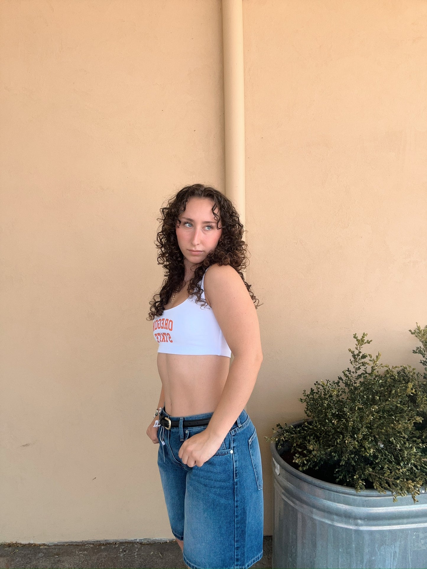 White Scoop Neck Crop Top