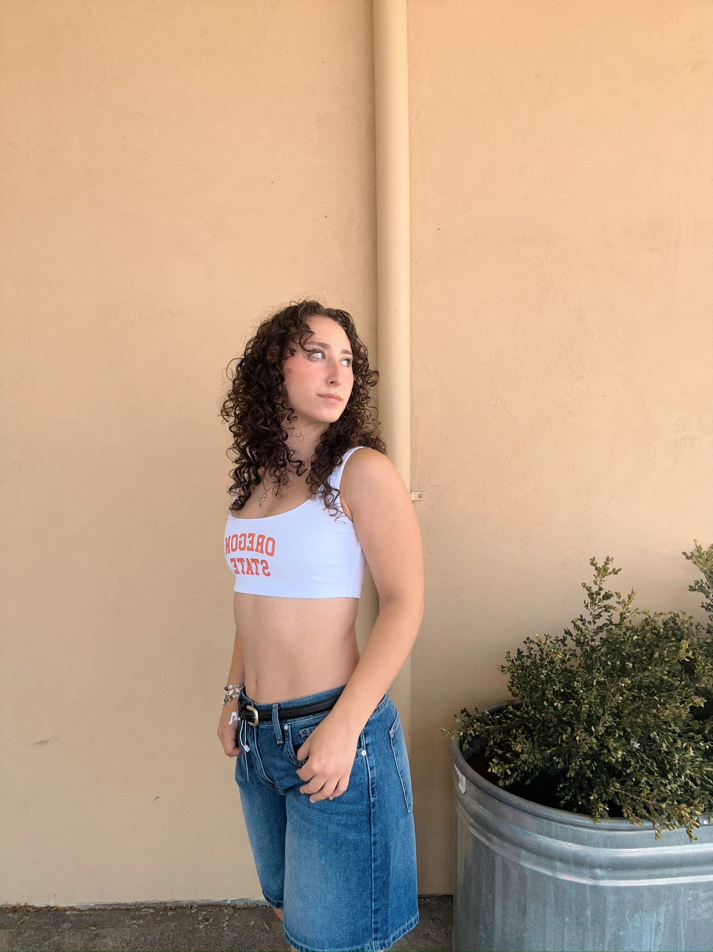 White Scoop Neck Crop Top
