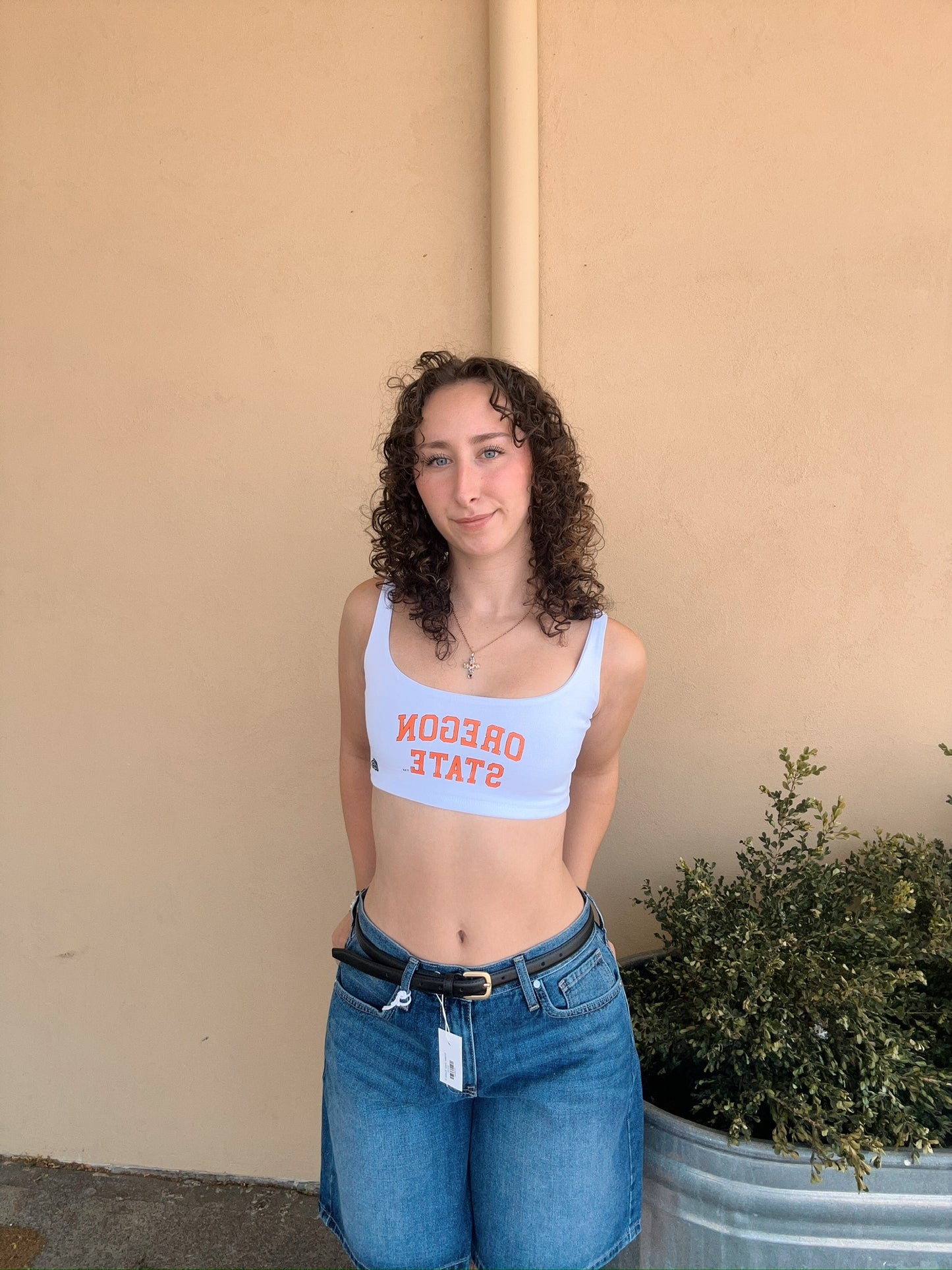 White Scoop Neck Crop Top