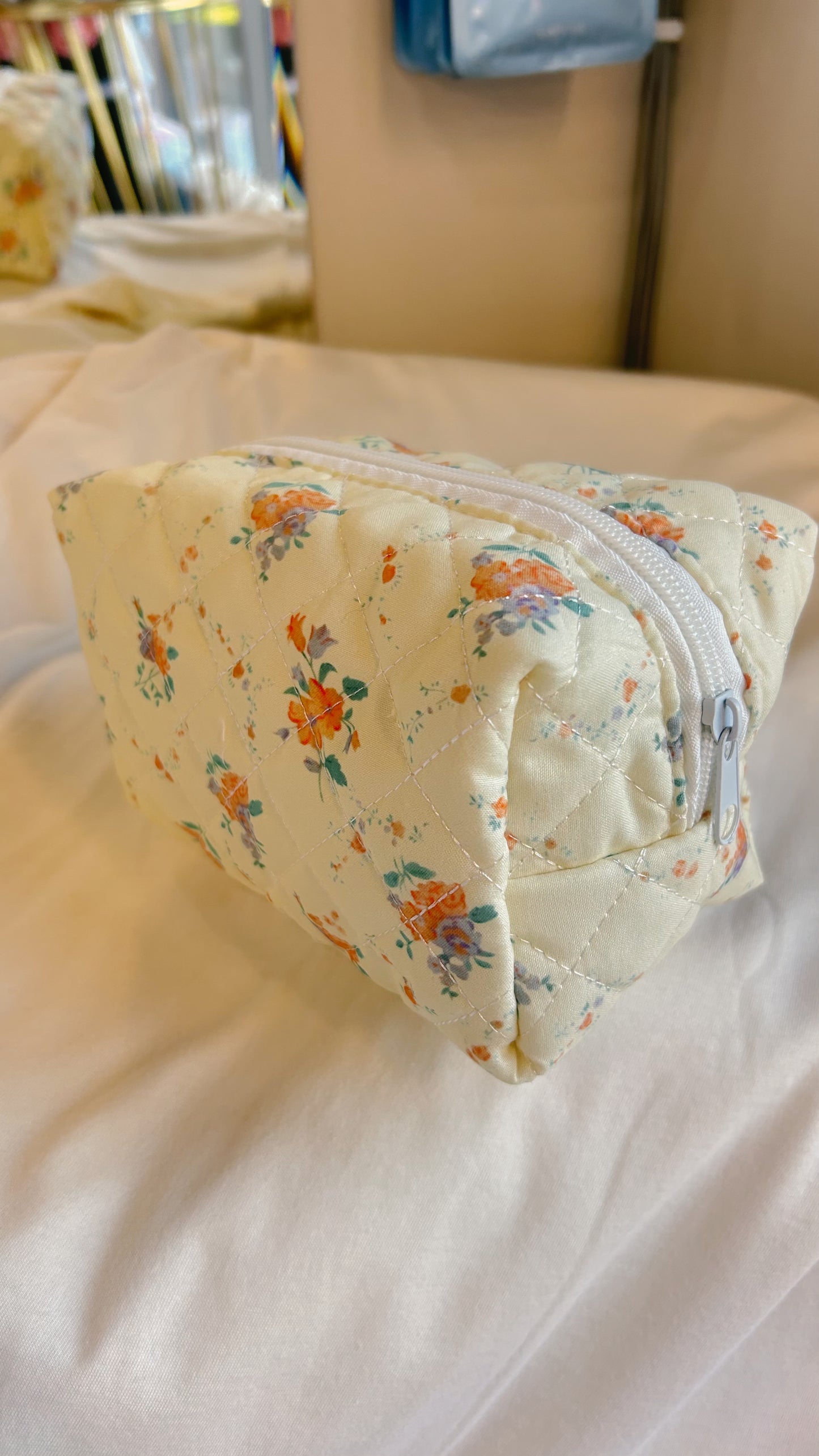 Yellow Floral Makeup Bag