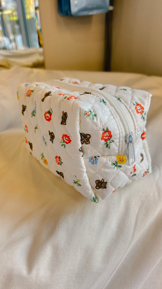 Teddy Bear Flower Makeup Bag