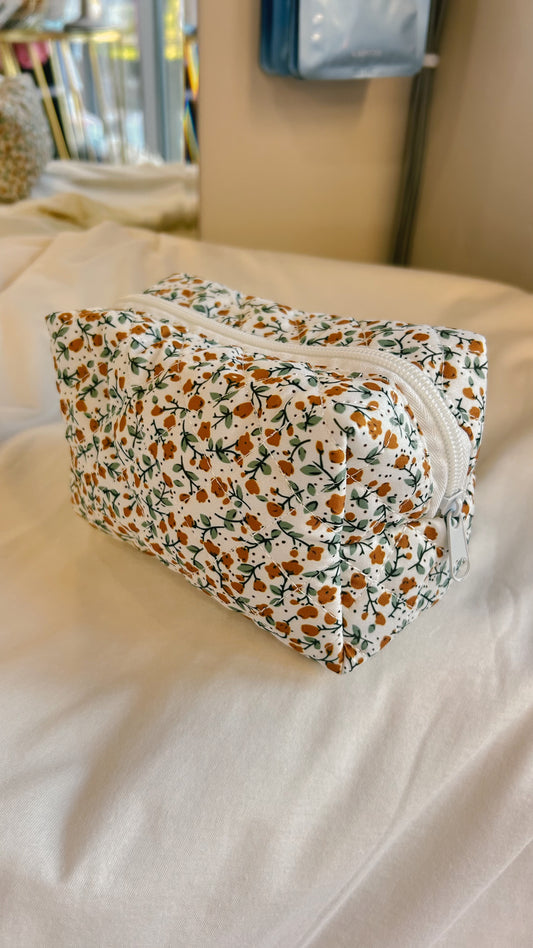 Copper Floral Makeup Bag