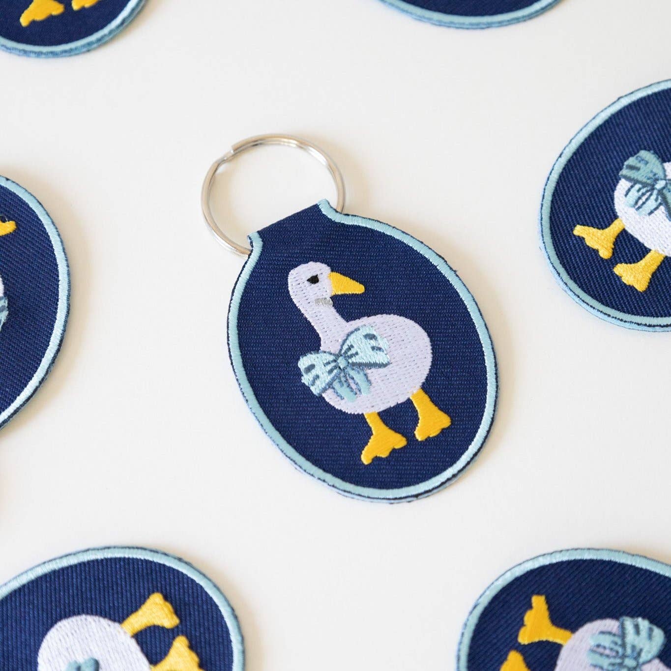Duck Embroidered Keychain | lucky duck, denim, coquette