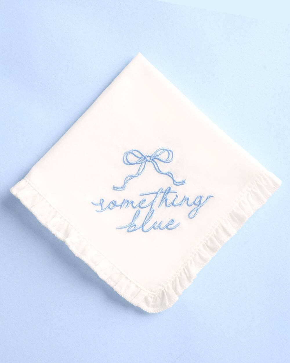 Something Blue Hanky - embroidered handkerchief, Bride Wedding Gift