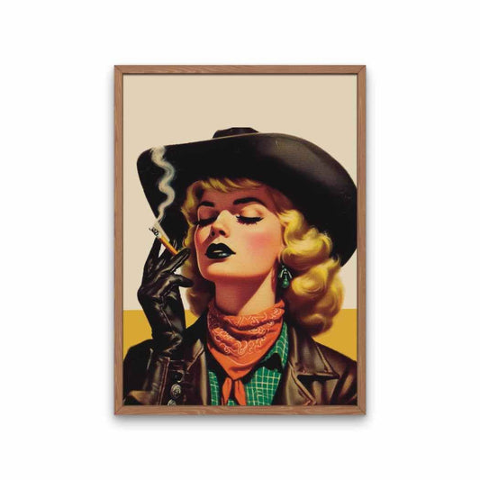 Y'allternative Goth Cowgirl Art Print, Smoking Western Art