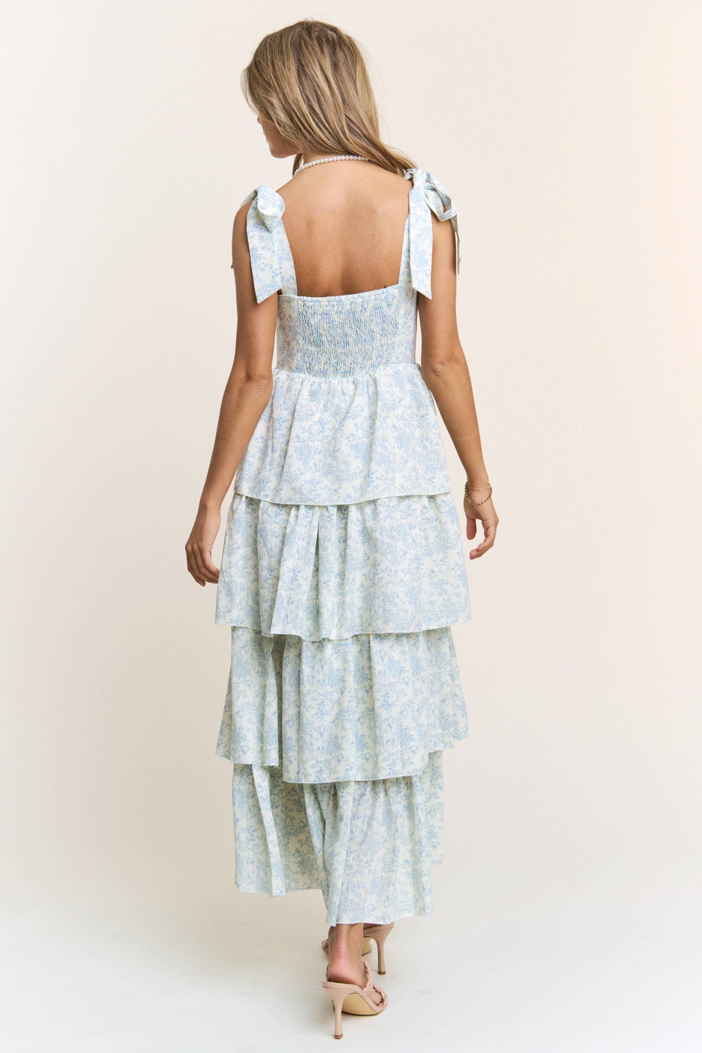 Floral Print Tiered Midi Dress