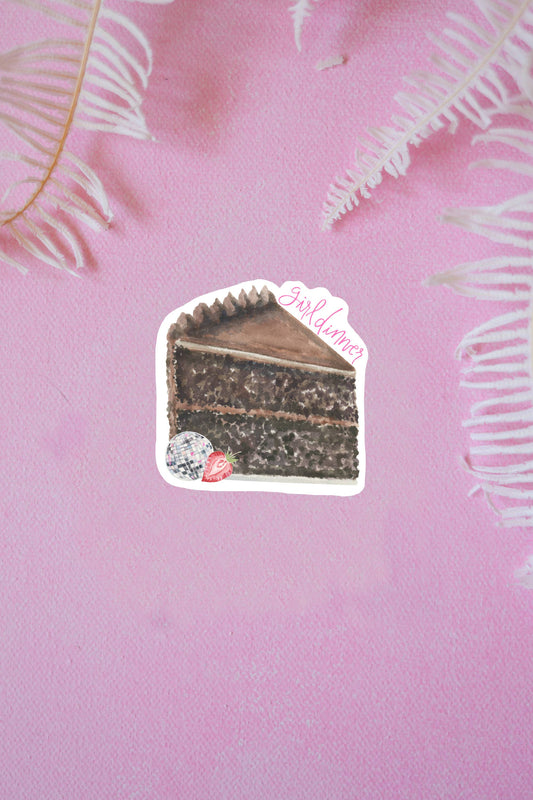 Girl dinner chocolate cake vinyl sticker