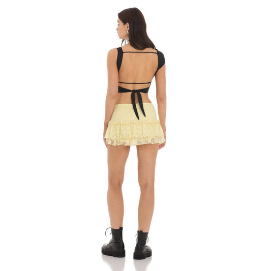 Lace Ruffle Skort in Yellow