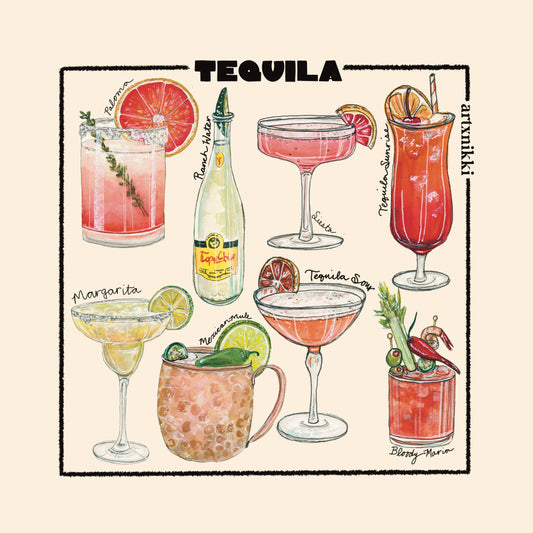 Classic Tequila Cocktail Coaster Set of 4