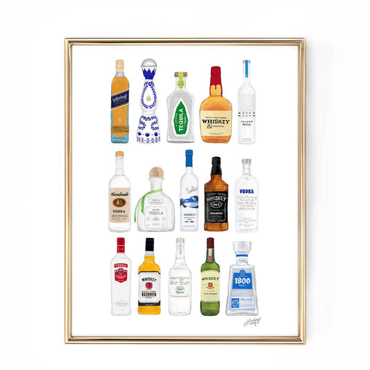 Boozy Bottles Illustration - Art Print