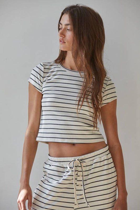 Simple Striped Short Sleeve Top