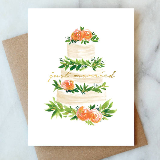 Just Married Cake Wedding Card