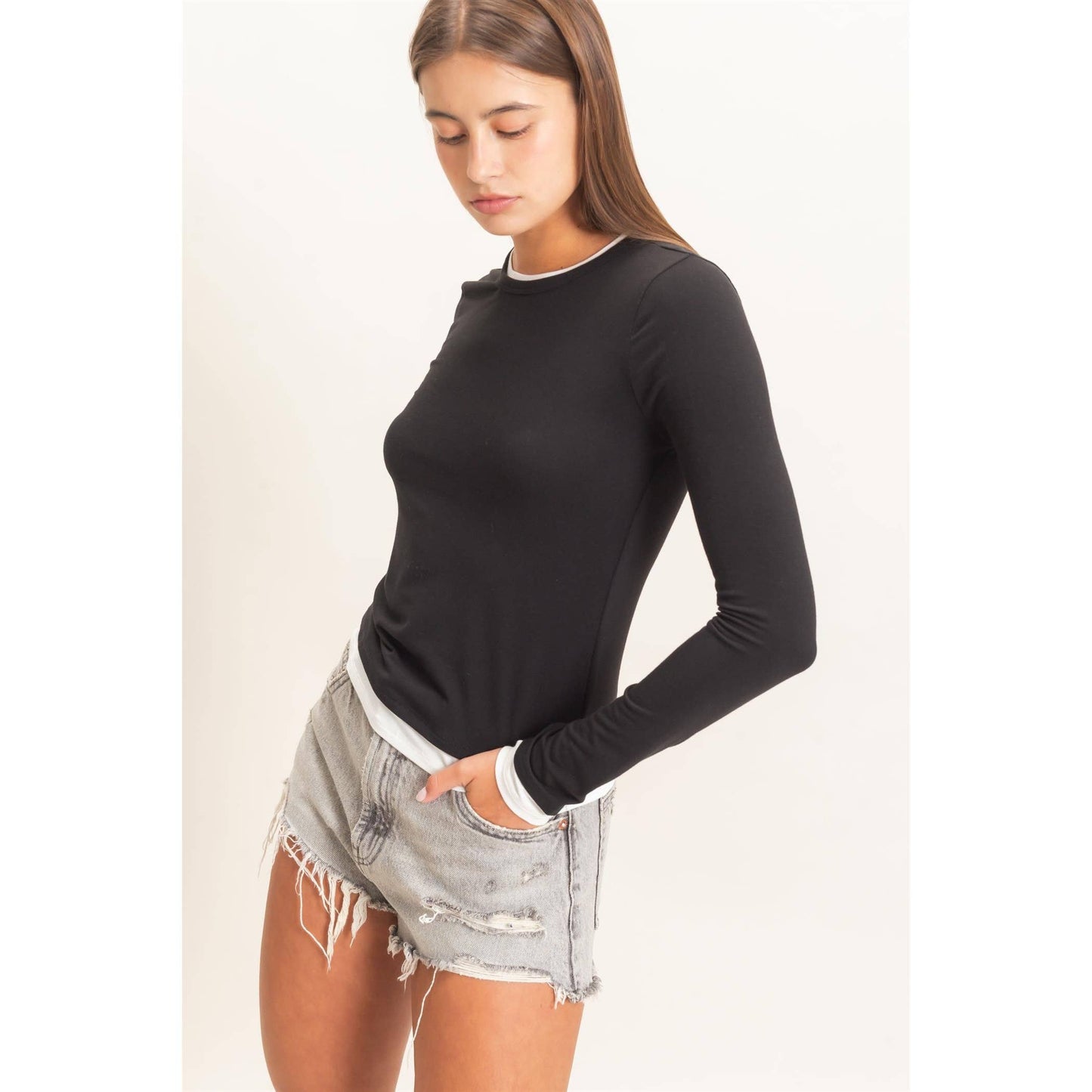 Layered Effect Long Sleeve Top