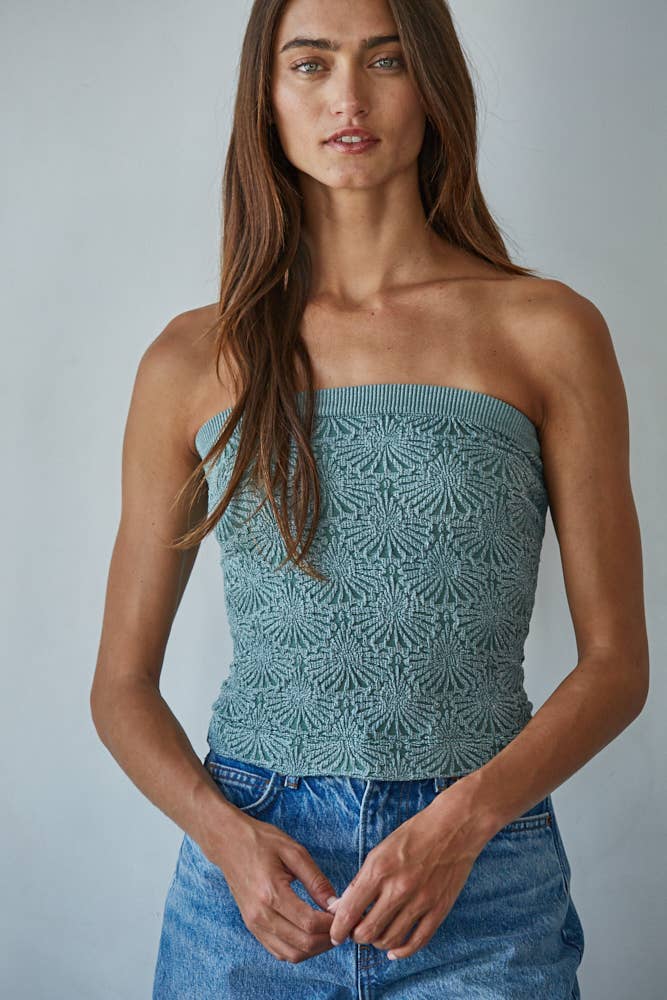 Knit Modal Nylon Spandex Seamless Jacquard Tube Top