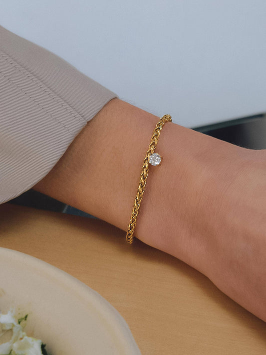 Indy 18K Gold Non-Tarnish Charm Braided Bracelet