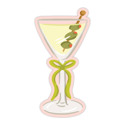 Green Bow Martini Vinyl Sticker