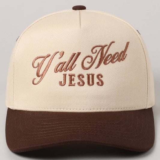 Y'all Need Jesus Lettering Embroidered Trucker Hat