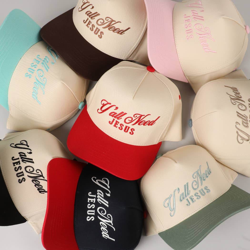 Y'all Need Jesus Lettering Embroidered Trucker Hat